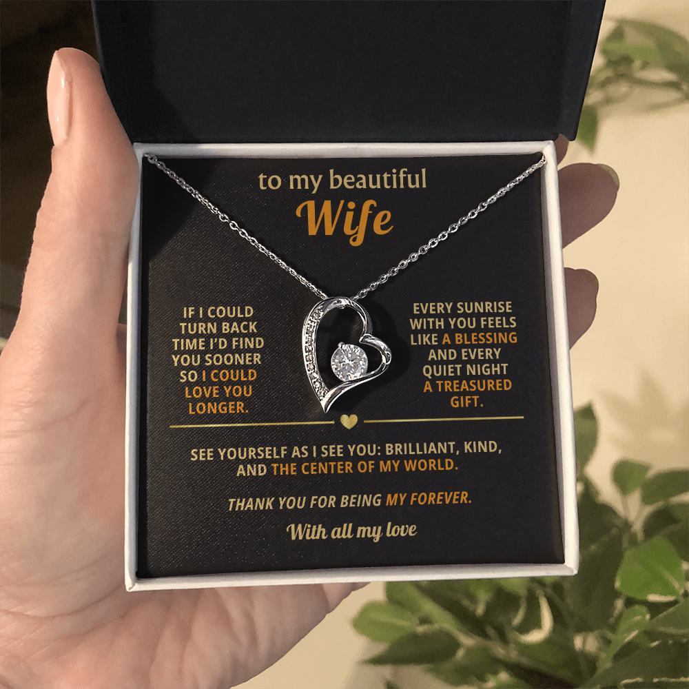 To My Beautiful Wife – “Love You Longer” Necklace