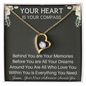 "Your Heart Is Your Compass" – Personalized Heart Necklace with Inspirational Message Card