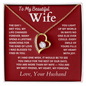 "To My Beautiful Wife" Heart Necklace with Message Card - Gift from Husband