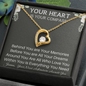 "Your Heart Is Your Compass" – Personalized Heart Necklace with Inspirational Message Card