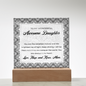 To My Awesome Daughter – Elegant Lace LED Acrylic Gift from Mom