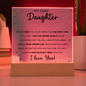 My Dear Daughter – LED Acrylic Keepsake from Mom or Dad