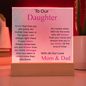 To Our Daughter – Eternal Love LED Acrylic from Mom & Dad