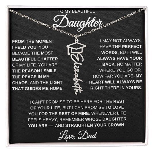 To My Daughter – Custom Name Necklace | Straighten Your Crown Graduation Gift From Dad
