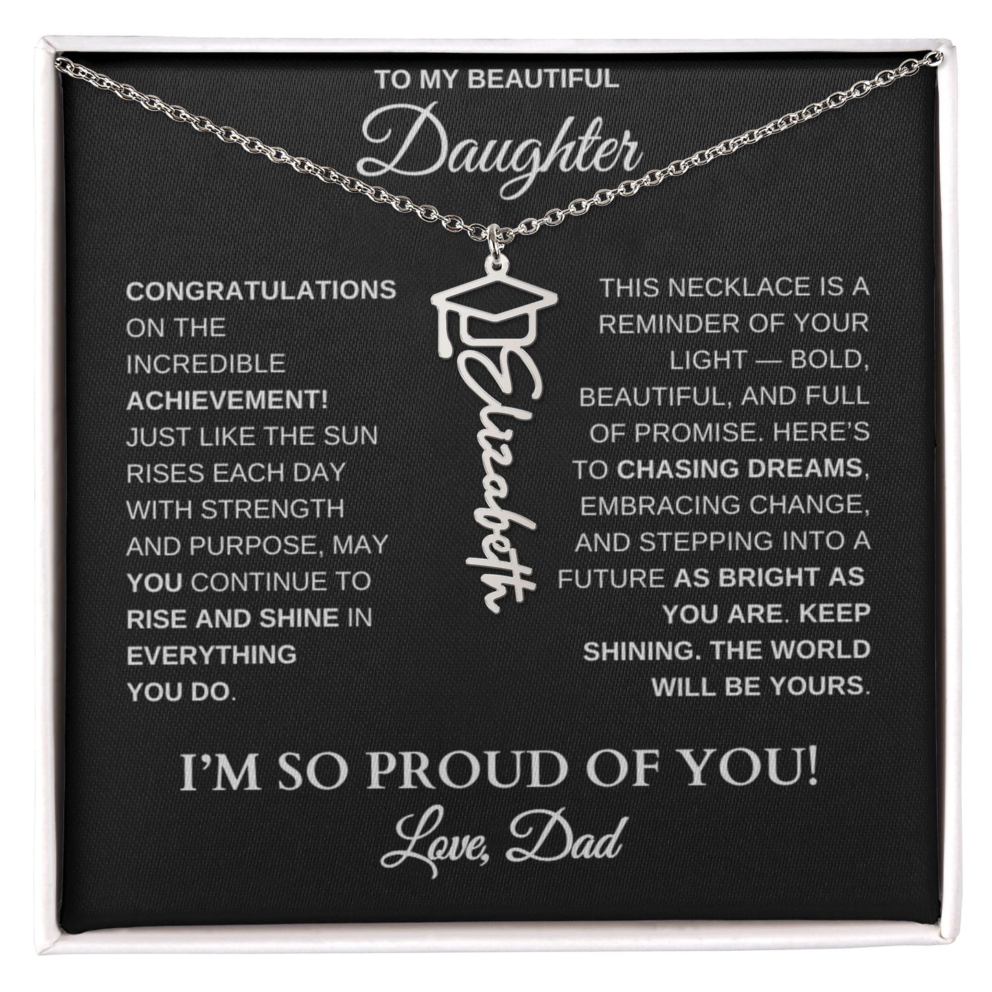 To My Daughter – Personalized Graduation Name Necklace | Proud of You Gift From Dad