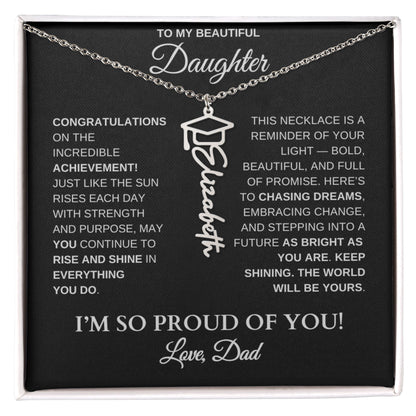 To My Daughter – Personalized Graduation Name Necklace | Proud of You Gift From Dad