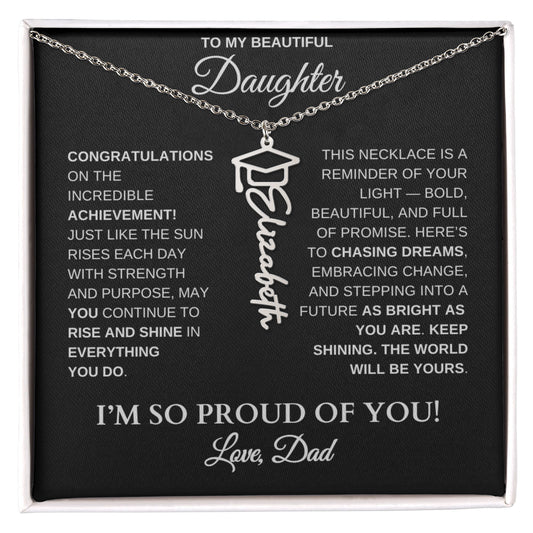 To My Daughter – Personalized Graduation Name Necklace | Proud of You Gift From Dad