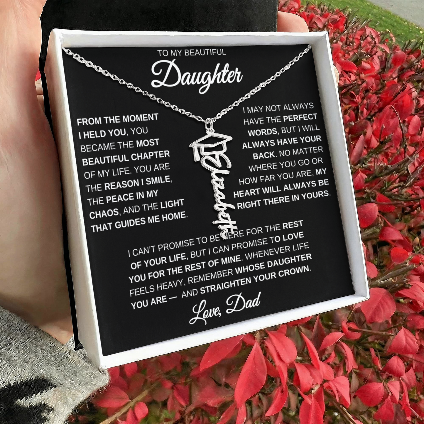 To My Daughter – Custom Name Necklace | Straighten Your Crown Graduation Gift From Dad