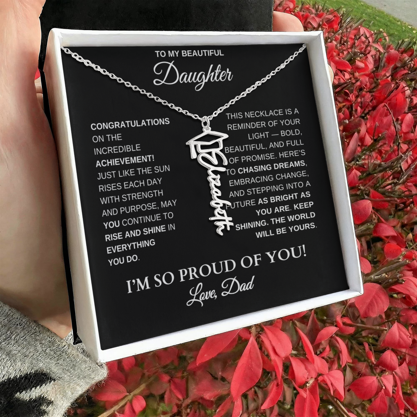 To My Daughter – Personalized Graduation Name Necklace | Proud of You Gift From Dad