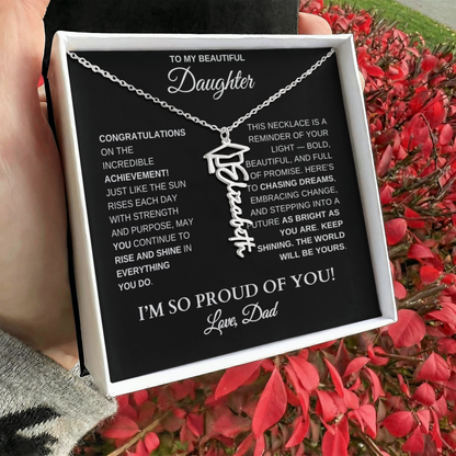 To My Daughter – Personalized Graduation Name Necklace | Proud of You Gift From Dad