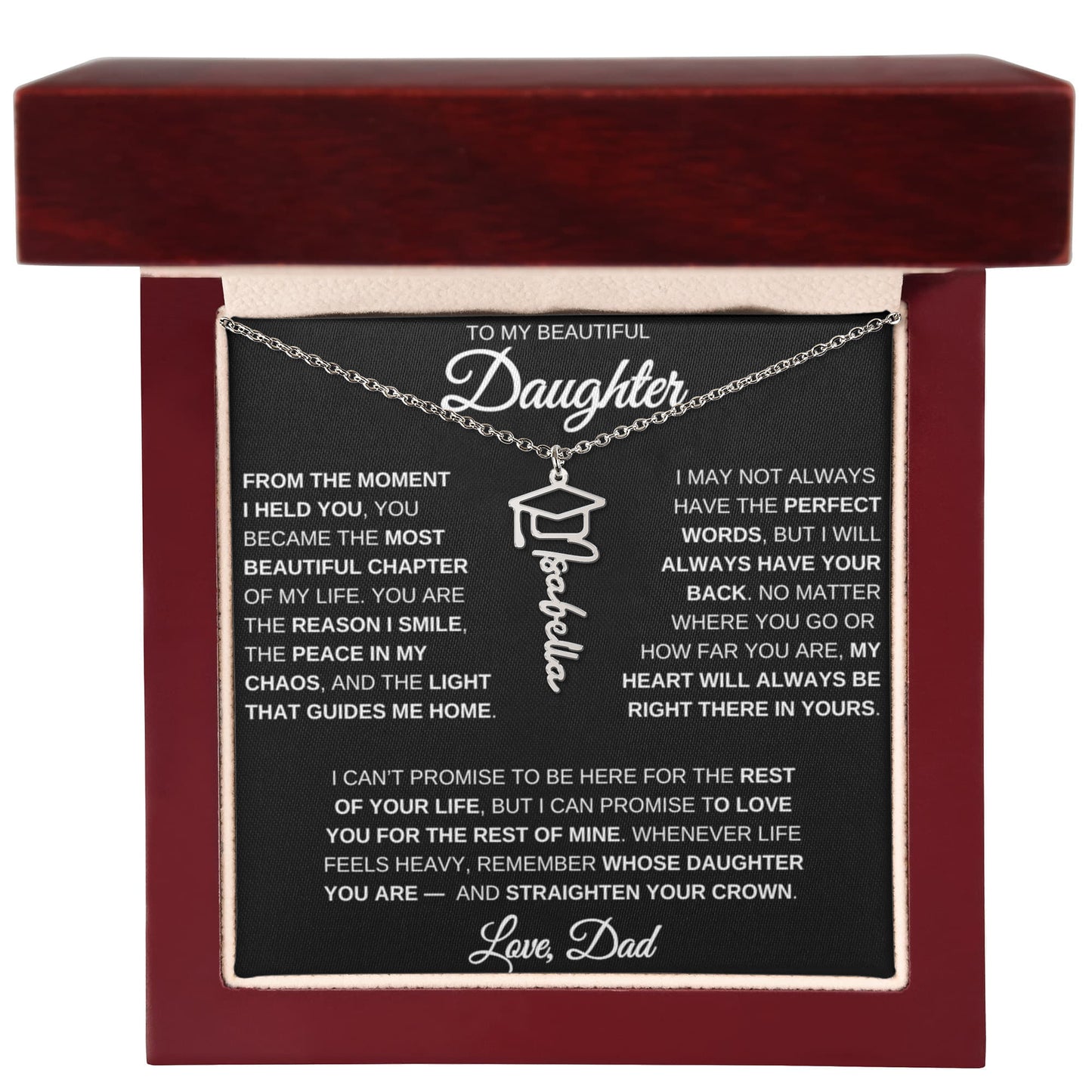 To My Daughter – Custom Name Necklace | Straighten Your Crown Graduation Gift From Dad
