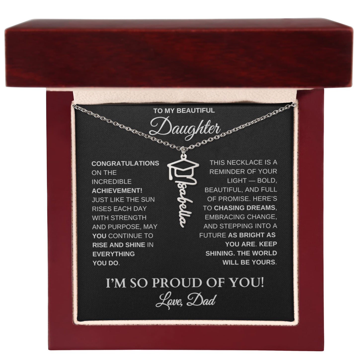 To My Daughter – Personalized Graduation Name Necklace | Proud of You Gift From Dad