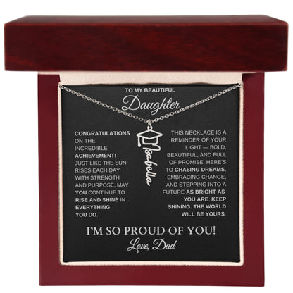 To My Daughter – Personalized Graduation Name Necklace | Proud of You Gift From Dad