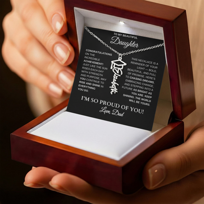 To My Daughter – Personalized Graduation Name Necklace | Proud of You Gift From Dad