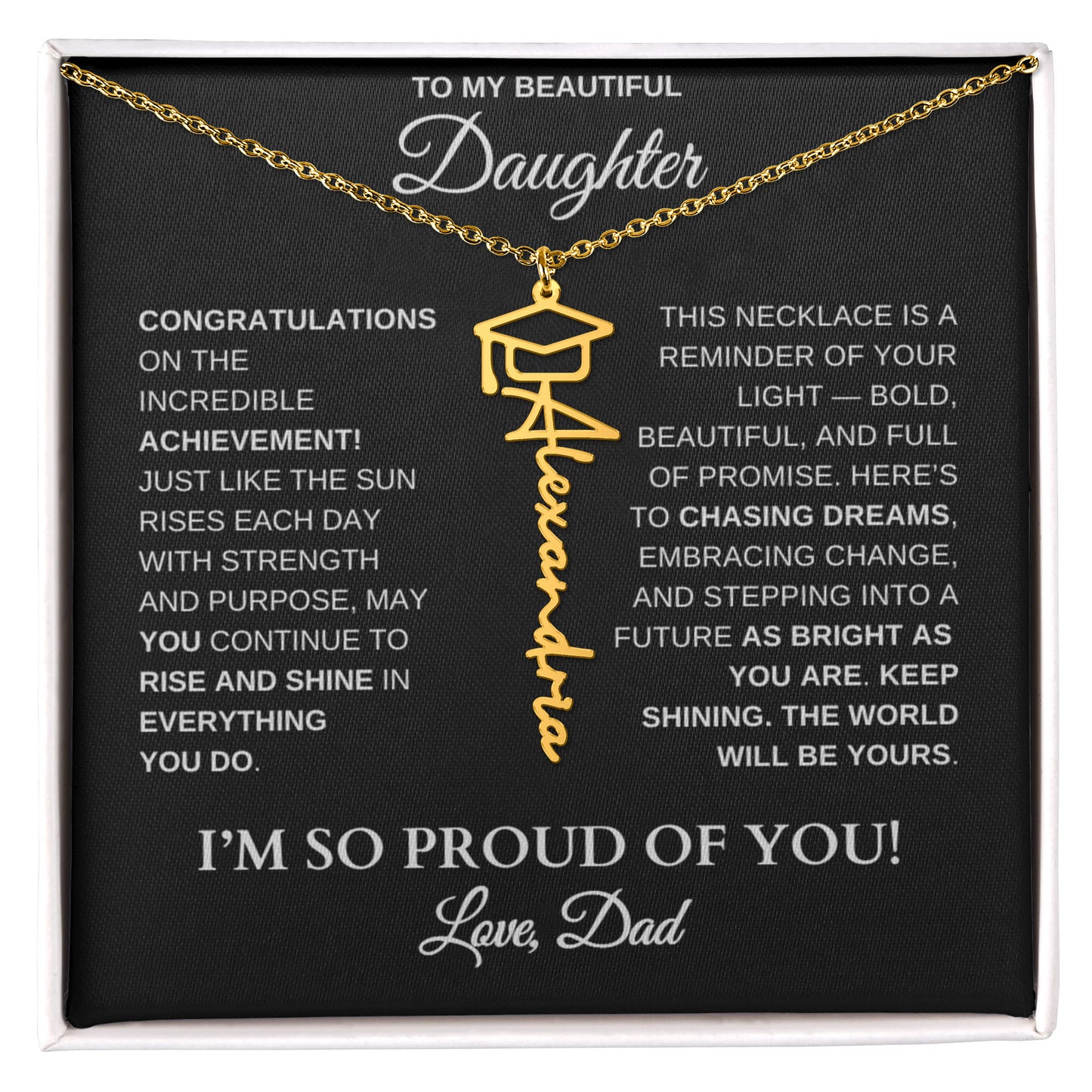 To My Daughter – Personalized Graduation Name Necklace | Proud of You Gift From Dad