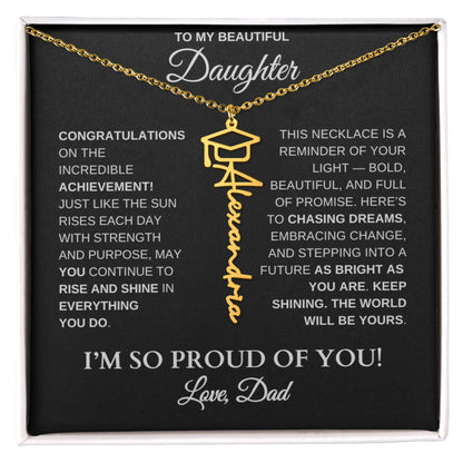 To My Daughter – Personalized Graduation Name Necklace | Proud of You Gift From Dad