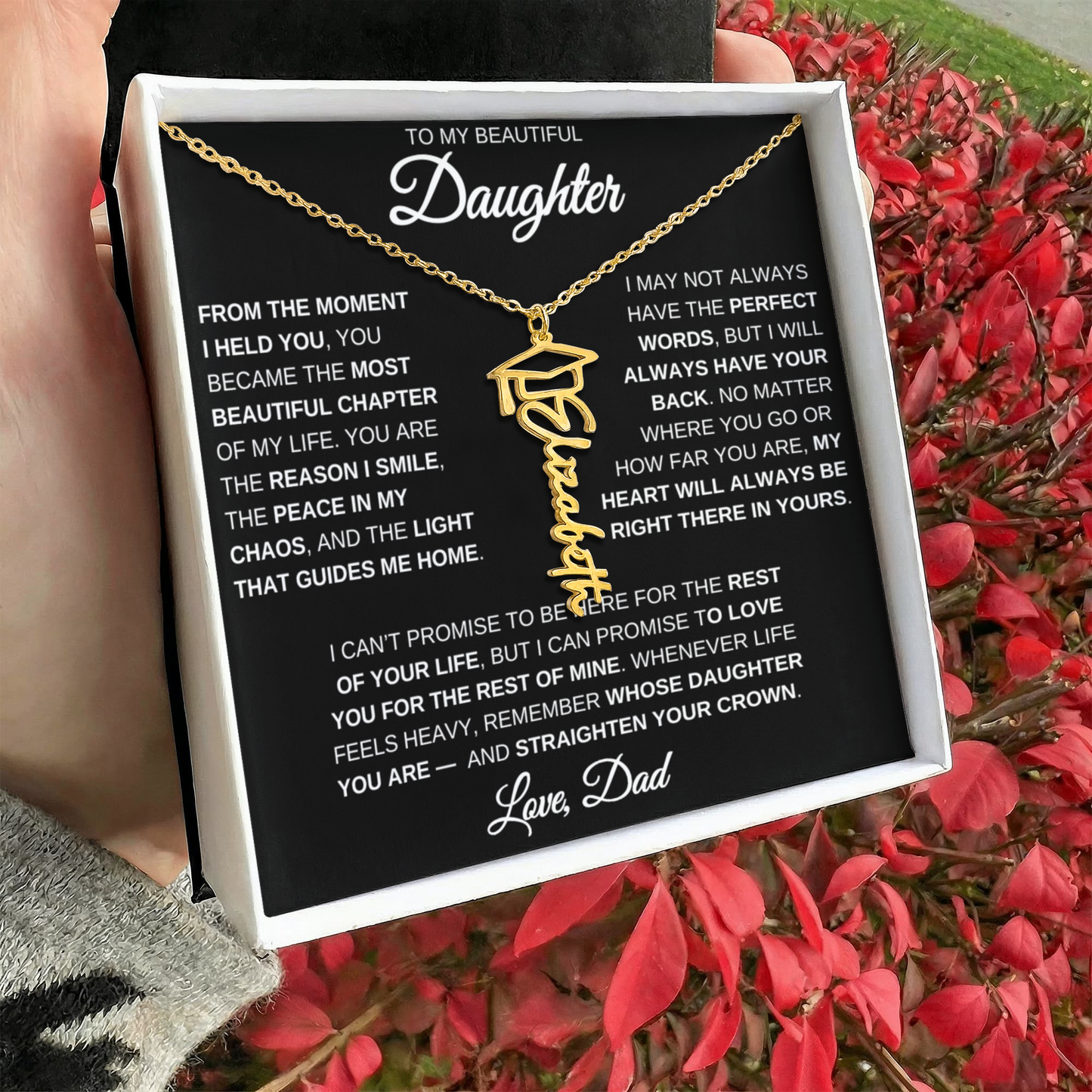 To My Daughter – Custom Name Necklace | Straighten Your Crown Graduation Gift From Dad