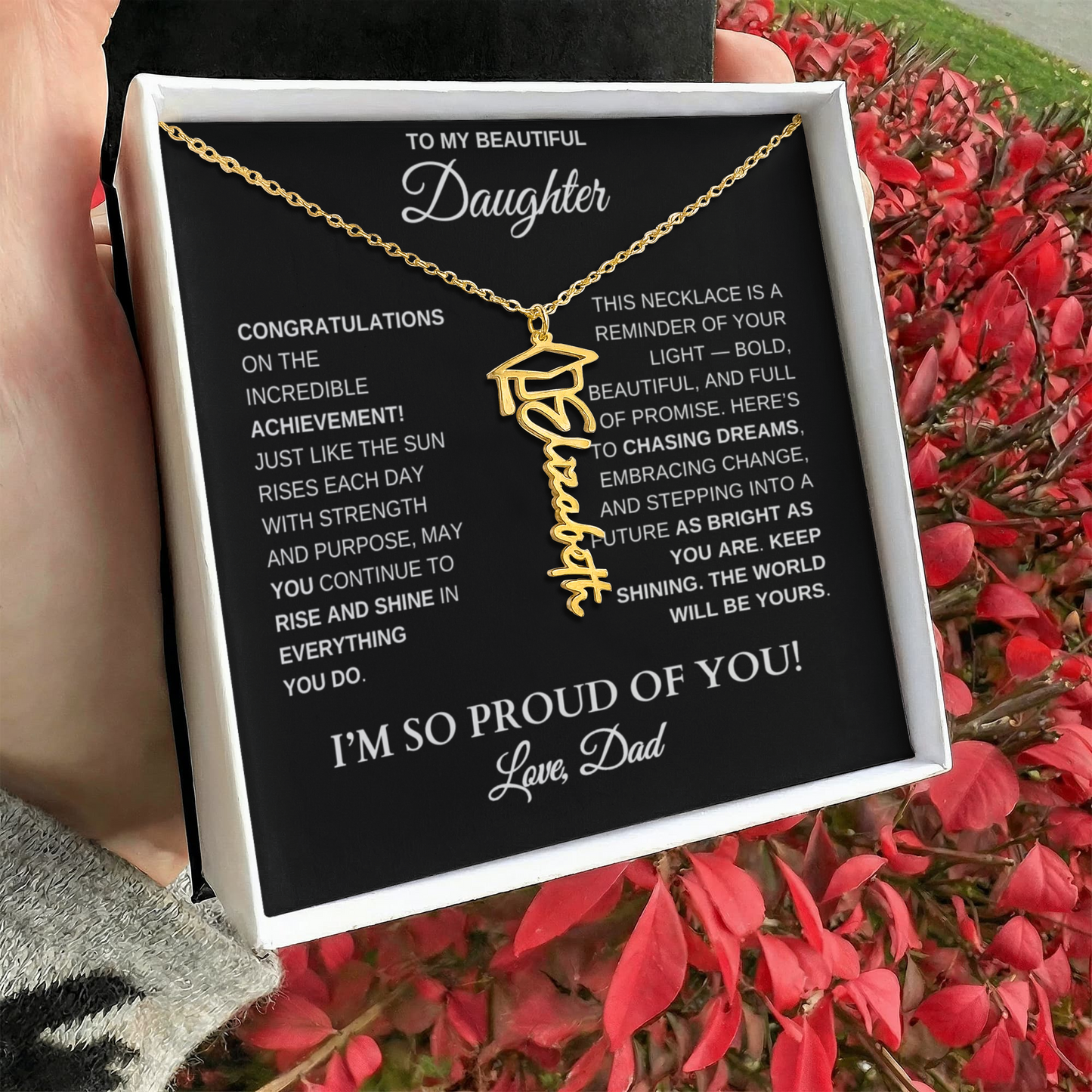 To My Daughter – Personalized Graduation Name Necklace | Proud of You Gift From Dad