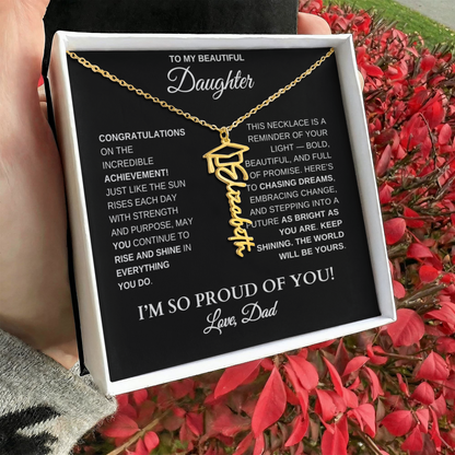 To My Daughter – Personalized Graduation Name Necklace | Proud of You Gift From Dad