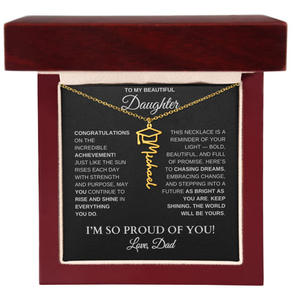 To My Daughter – Personalized Graduation Name Necklace | Proud of You Gift From Dad