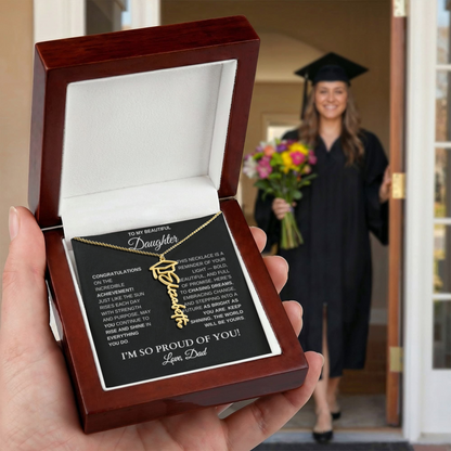 To My Daughter – Personalized Graduation Name Necklace | Proud of You Gift From Dad