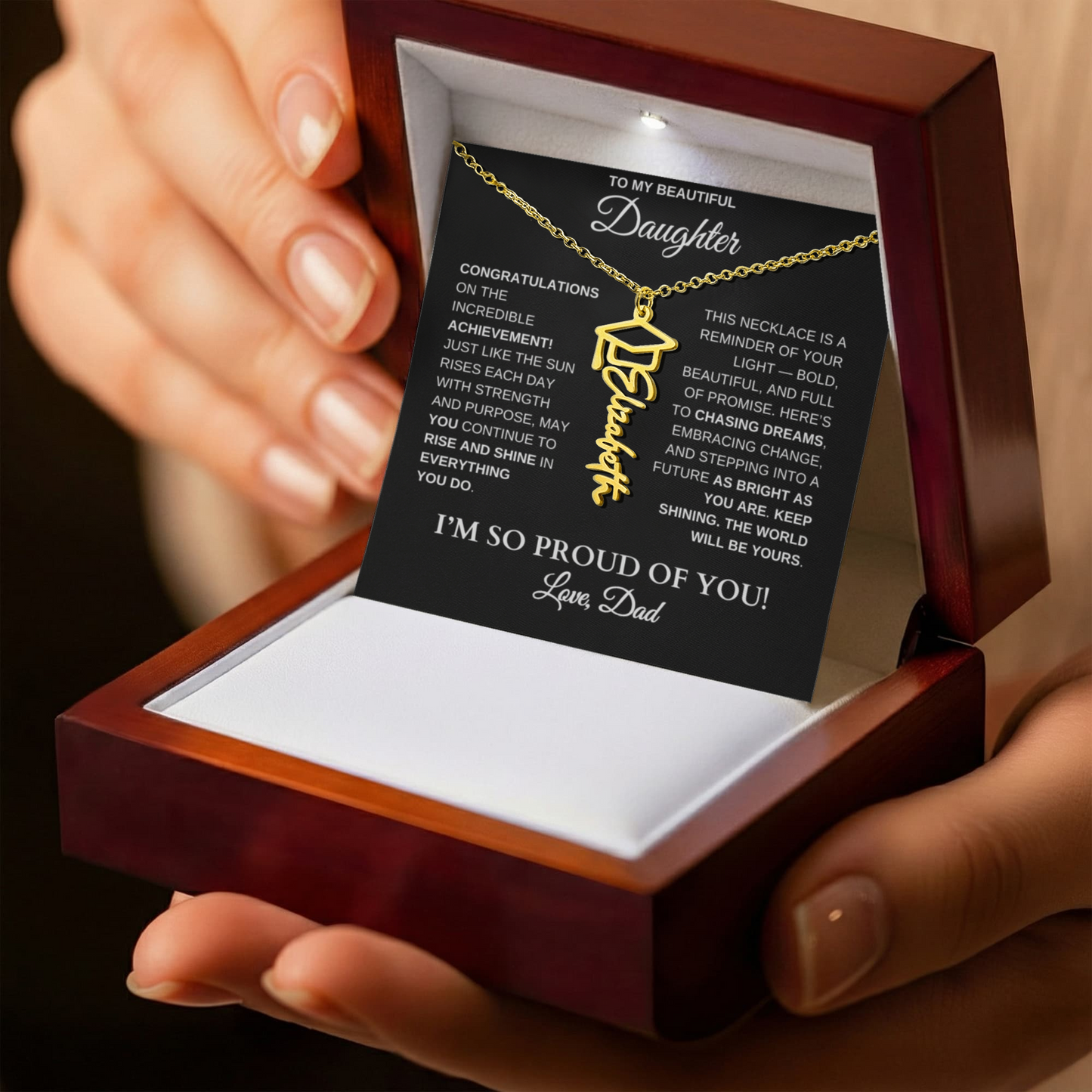 To My Daughter – Personalized Graduation Name Necklace | Proud of You Gift From Dad