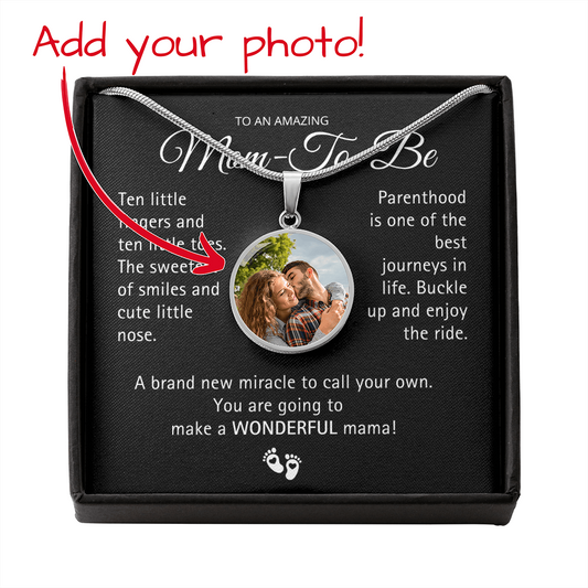 To Mom-to-Be Photo Necklace with Engraving