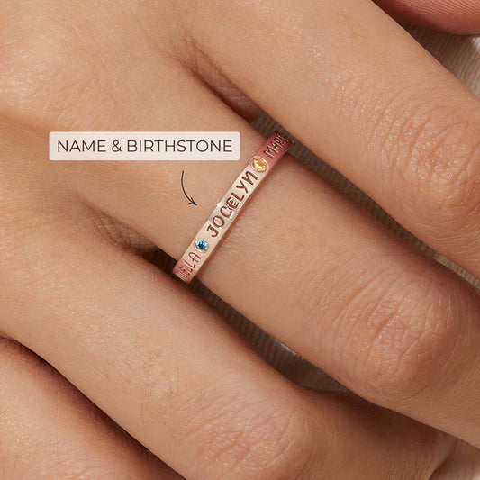 The Family Love Ring – Personalized Birthstone Ring with Names